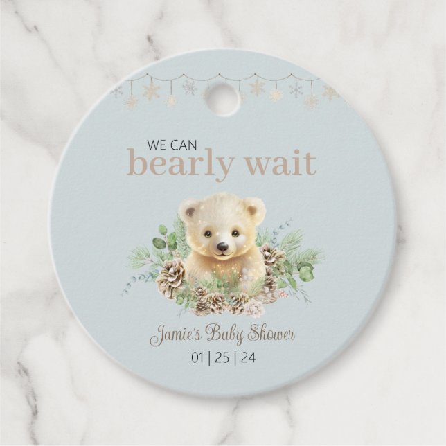 Niedliche Blue Winter Baby-Dusche, die wir frühzei Geschenkanhänger (Vorderseite)