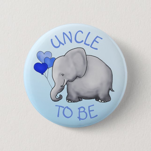 Niedliche BlueBalloon Elefant-Baby-Dusche Button (Vorderseite)
