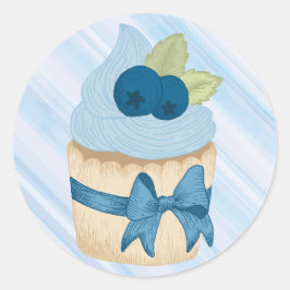Niedliche Blueberry Cupcake Geburtstagsfeier Runder Aufkleber