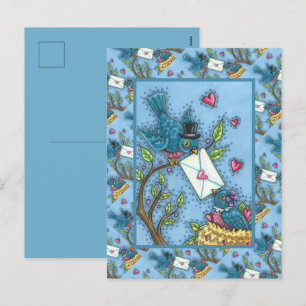 NIEDLICHE BLUEBIRD SWEETHEARDS, LIEBE VOGELVALENTI FEIERTAGSPOSTKARTE