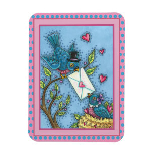 NIEDLICHE BLUEBIRD SWEETHEARDS, LIEBE VOGELVALENTI MAGNET