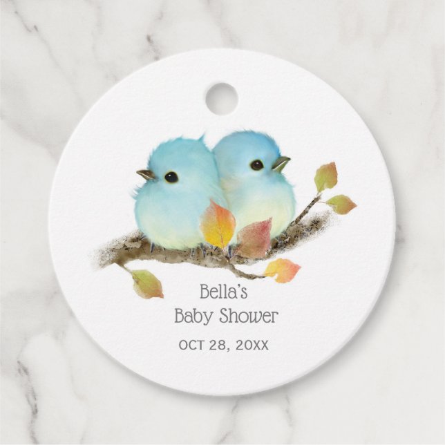 Niedliche Bluebirds Bird Baby Dusche Geschenkanhänger (Vorderseite)