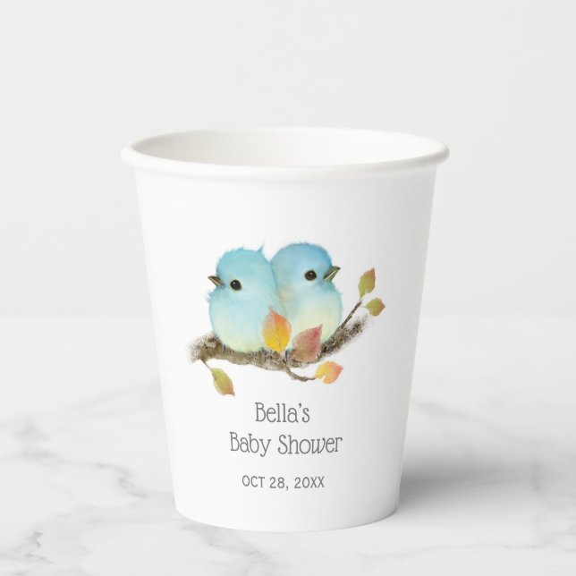 Niedliche Bluebirds Bird Baby Dusche Pappbecher (Vorderseite)