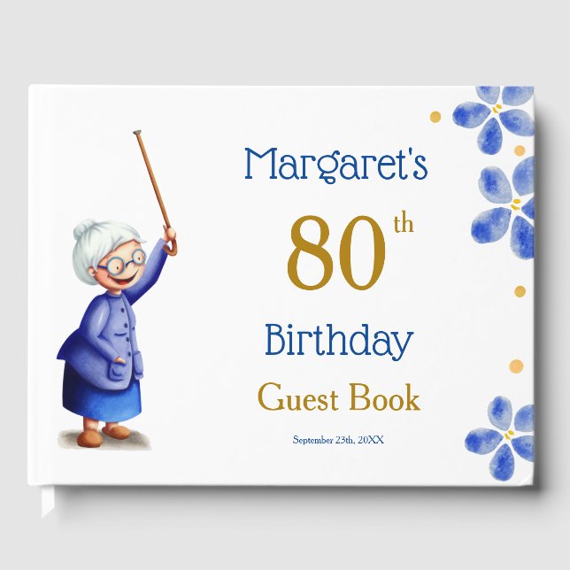 Niedliche blühende Großmutter mit Kaninchenfarbe Gästebuch (Vorderseite)