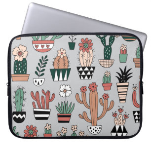 Niedliche blühende Kakteen: handGezeichnet Muster Laptopschutzhülle