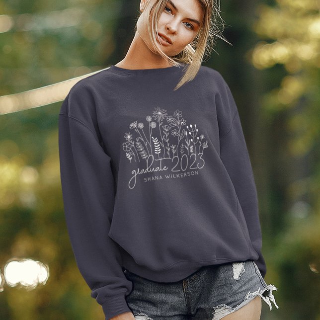 Niedliche blühende Wildblume Modernes Retro Sweatshirt (Von Creator hochgeladen)