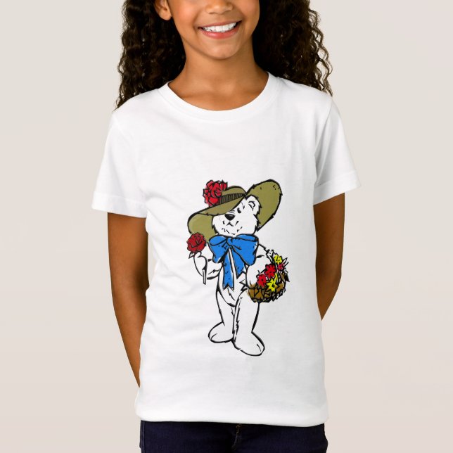 Niedliche Blume Bear T Shirt (Vorderseite)