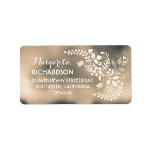 niedliche Blume beige braune Hochzeitsmarken Adressaufkleber
