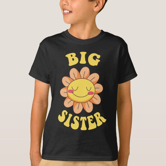Niedliche Blume Big Sister T-Shirt (Vorderseite)
