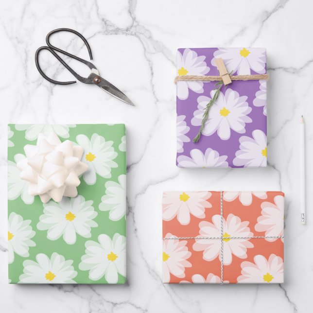 Niedliche Blume Blütenmuster Geschenkpapier Set (Vorderseite)