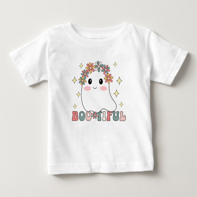 Niedliche Blume Boo Halloween Pun Bootiful Baby T-shirt (Vorderseite)