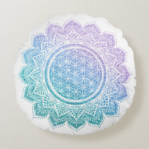 Niedliche Blume des Lebens Mandala Glitzer Meditat Rundes Kissen