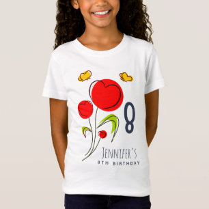 Niedliche Blume des Roten Herzens Illustration Geb T-Shirt