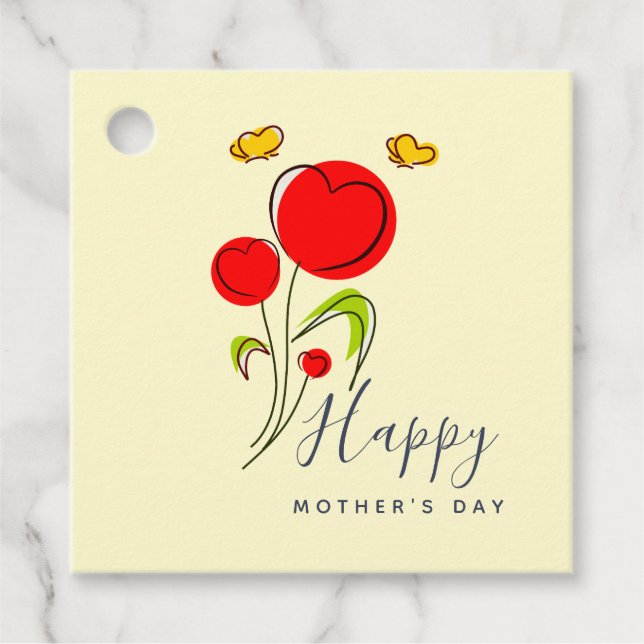 Niedliche Blume des Roten Herzens Illustration Mut Geschenkanhänger (Vorderseite)