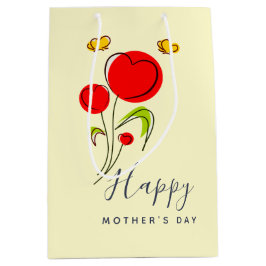 Niedliche Blume des Roten Herzens Illustration Mut Mittlere Geschenktüte