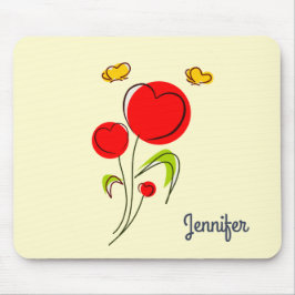 Niedliche Blume des Roten Herzens Mousepad