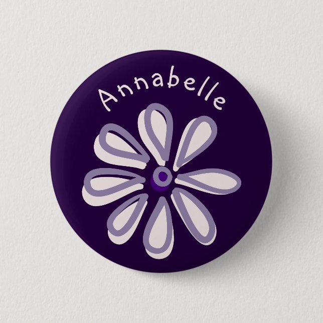 Niedliche Blume Doodle Ihren Namen Button (Vorderseite)
