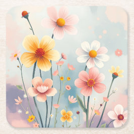 Niedliche Blume Dreamy Digital Painting Untersetze Rechteckiger Pappuntersetzer
