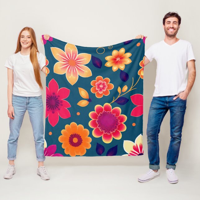 Niedliche Blume farbenfroh Fleecedecke (Beispiel)