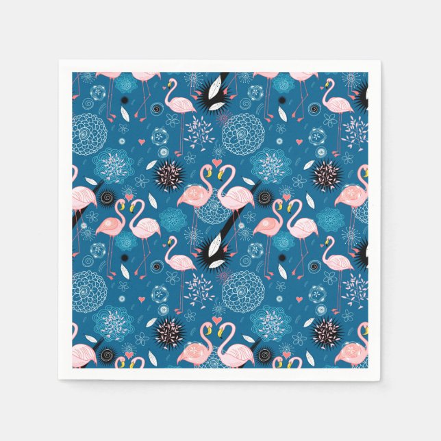Niedliche Blume Flamingos Serviette (Vorderseite)