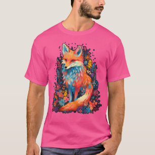 Niedliche Blume Fox im Sommer Blumenfox T-Shirt