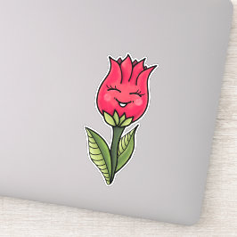 Niedliche Blume Frühjahrskarikatur Aufkleber