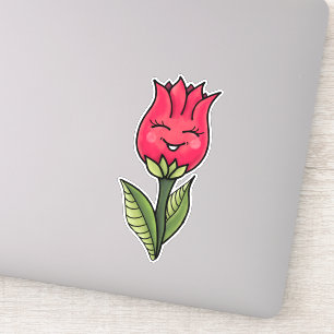 Niedliche Blume Frühjahrskarikatur Aufkleber