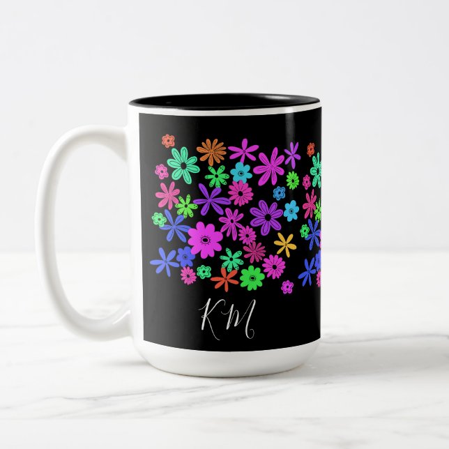 Niedliche Blume für Color Pop - personalisierte Um Zweifarbige Tasse (Links)