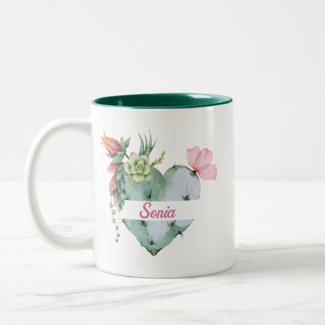 Niedliche Blume für Wasserfarben und Name des benu Zweifarbige Tasse (Links)