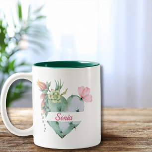 Niedliche Blume für Wasserfarben und Name des benu Zweifarbige Tasse