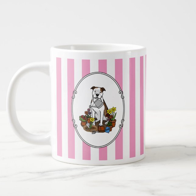 Niedliche Blume Gardener Pit Bull (lt brindle whit Jumbo-Tasse (Links)