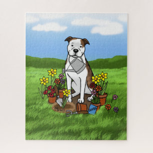 Niedliche Blume Gardener Pit Bull (lt brindle whit Puzzle