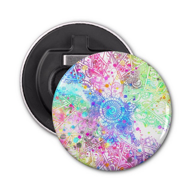 Niedliche Blume handgezeichnetes Design Aquarellfa Flaschenöffner (Vorderseite)