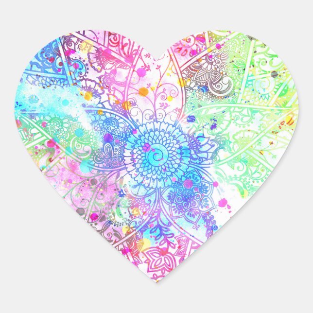 Niedliche Blume handgezeichnetes Design Aquarellfa Herz-Aufkleber (Vorderseite)