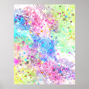 Niedliche Blume handgezeichnetes Design Aquarellfa Poster