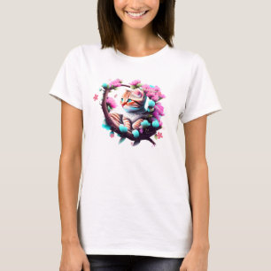 Niedliche Blume Katze Acrylic T - Shirt