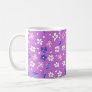 Niedliche Blume Lila Muster Kaffeetasse