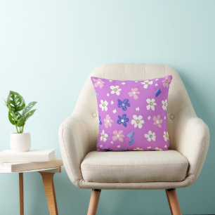 Niedliche Blume Lila Muster Kissen