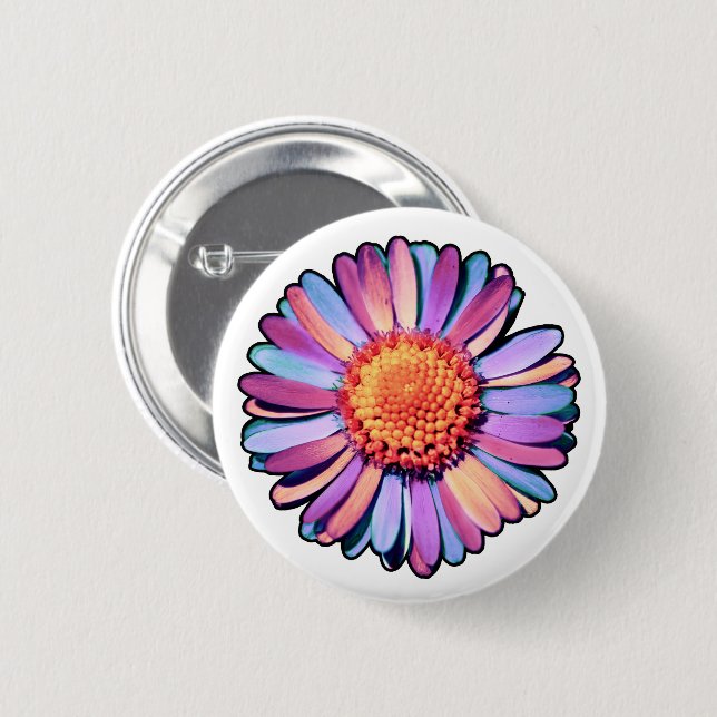 Niedliche Blume Lila Pink Blue Boho Daisy Bisexual Button (Vorne & Hinten)