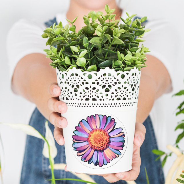 Niedliche Blume Lila Pink Blue Boho Daisy Bisexual Runder Aufkleber (Von Creator hochgeladen)