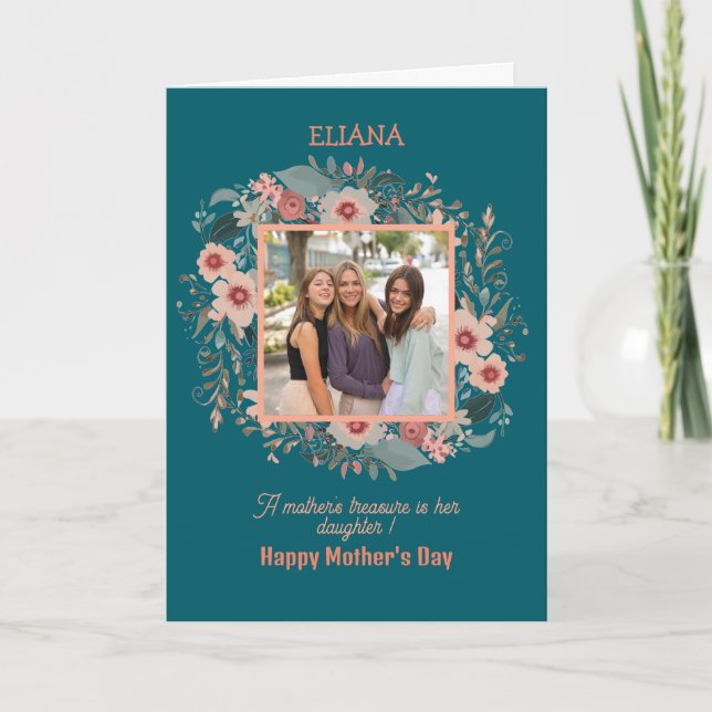 Niedliche Blume Mama Tochter Zitat Muttertag Foto Karte (Vorderseite)