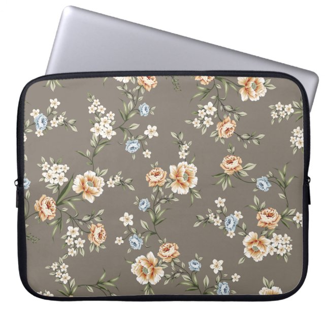 niedliche Blume mit Blätter auf grauem Hintergrund Laptopschutzhülle (Vorderseite)
