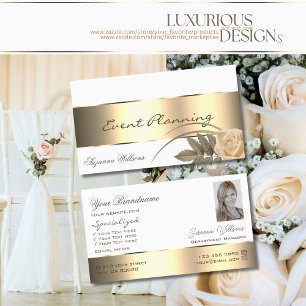 Niedliche Blume mit Foto in weißem Golddekor Visitenkarte