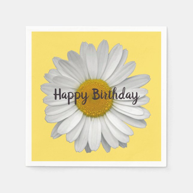 Niedliche Blume mit weißer Daisy auf Gelb Serviette (Vorderseite)