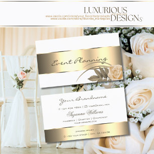 Niedliche Blume mit weißer Golddekoration Moderne  Visitenkarte