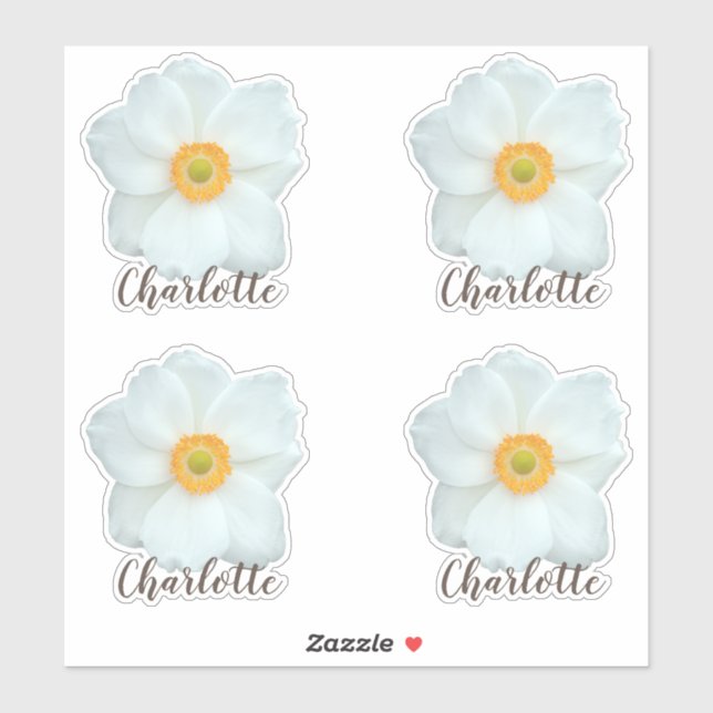 Niedliche Blume Moderner Name Sticker (Blatt)