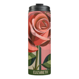 Niedliche Blume Monogram Floral Tumbler Thermosbecher