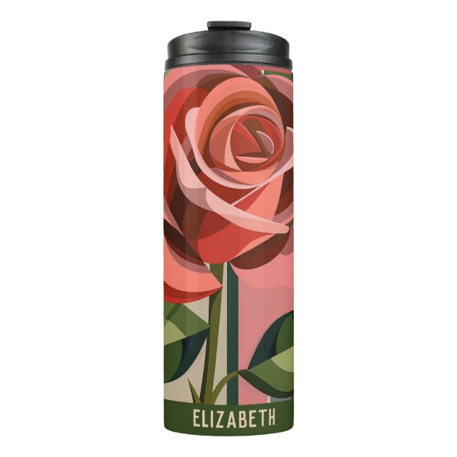 Niedliche Blume Monogram Floral Tumbler Thermosbecher (Vorderseite)