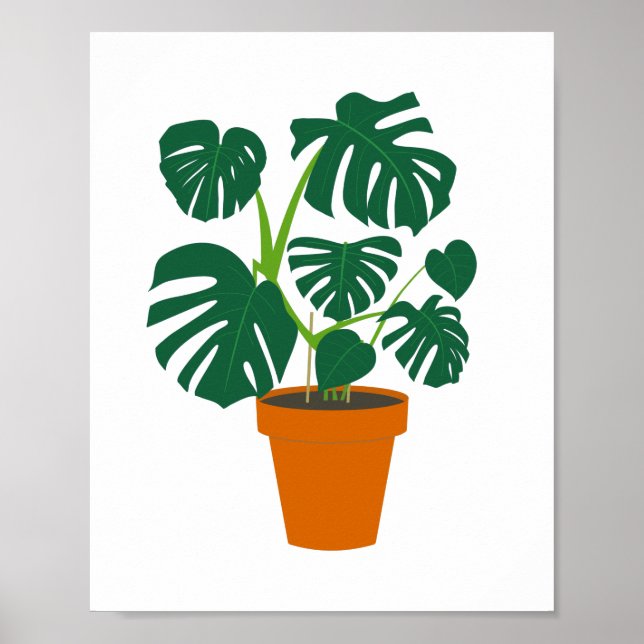 Niedliche Blume Monstera Poster (Vorne)