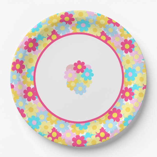 Niedliche Blume Pappteller (Vorderseite)